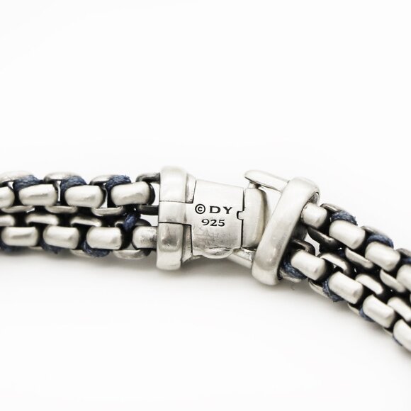 David Yurman 925 Silver Blue Woven Box Chain Bracelet - Picture 3 of 5